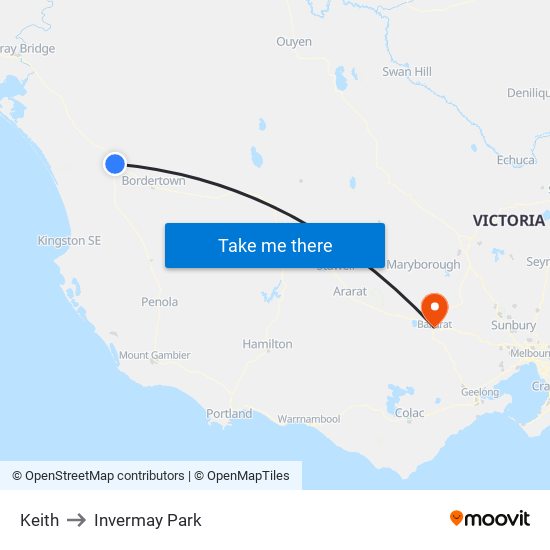 Keith to Invermay Park map