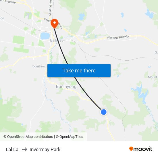 Lal Lal to Invermay Park map