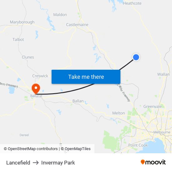 Lancefield to Invermay Park map
