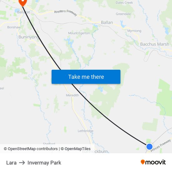 Lara to Invermay Park map