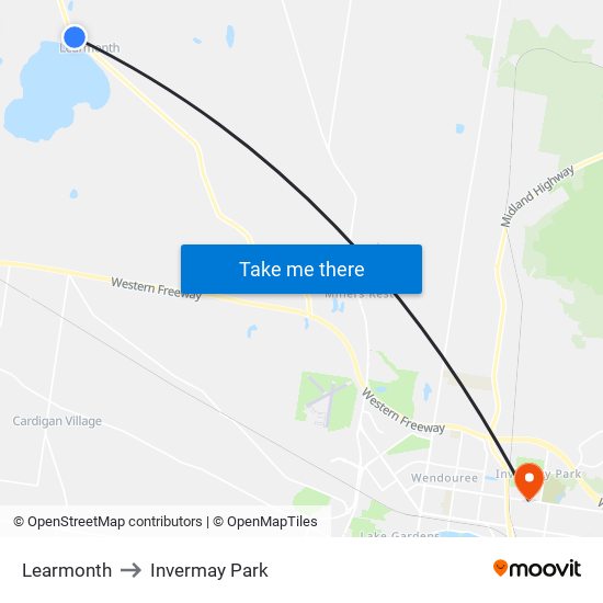 Learmonth to Invermay Park map