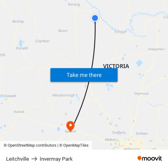 Leitchville to Invermay Park map