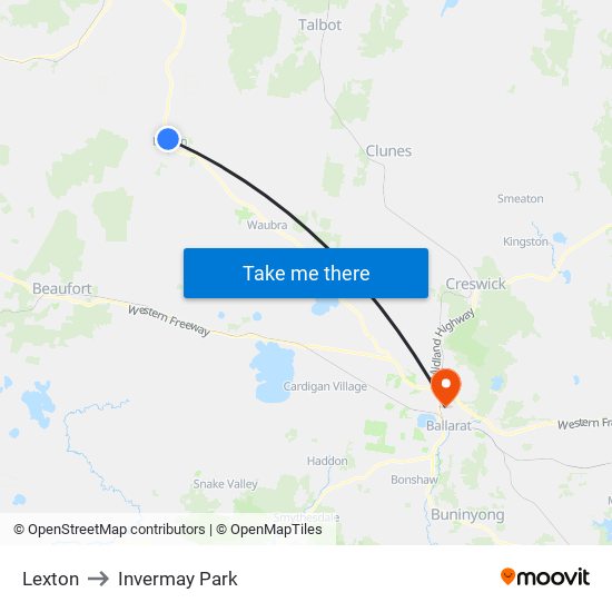 Lexton to Invermay Park map