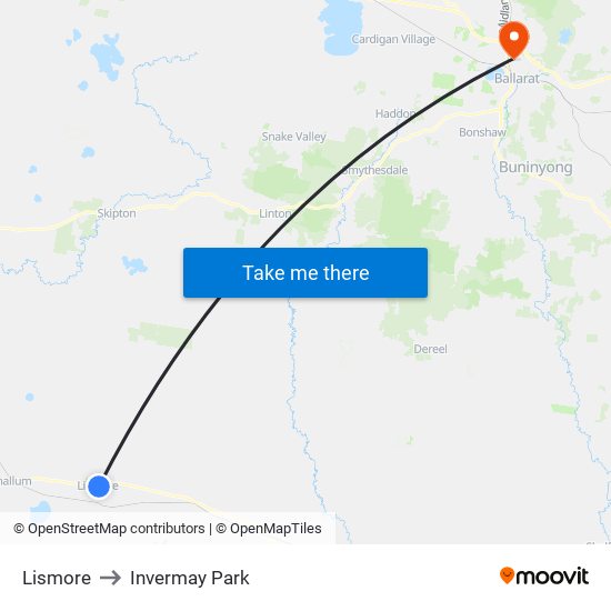 Lismore to Invermay Park map