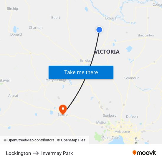 Lockington to Invermay Park map