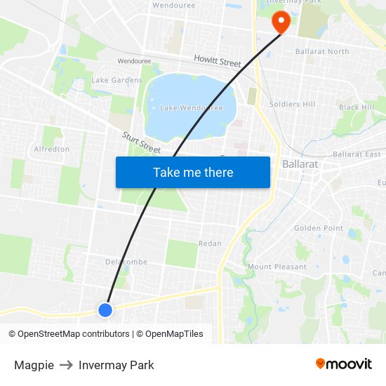 Magpie to Invermay Park map