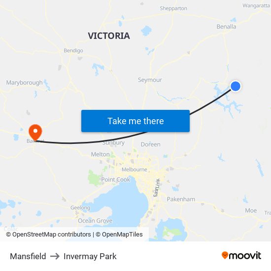 Mansfield to Invermay Park map