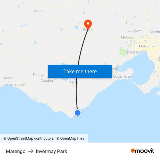 Marengo to Invermay Park map