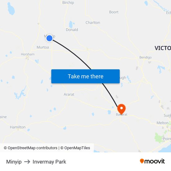 Minyip to Invermay Park map