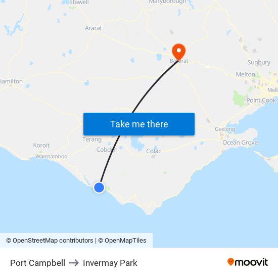 Port Campbell to Invermay Park map