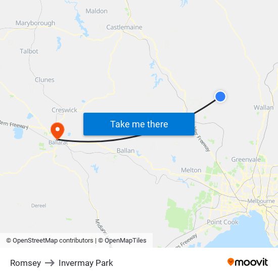 Romsey to Invermay Park map