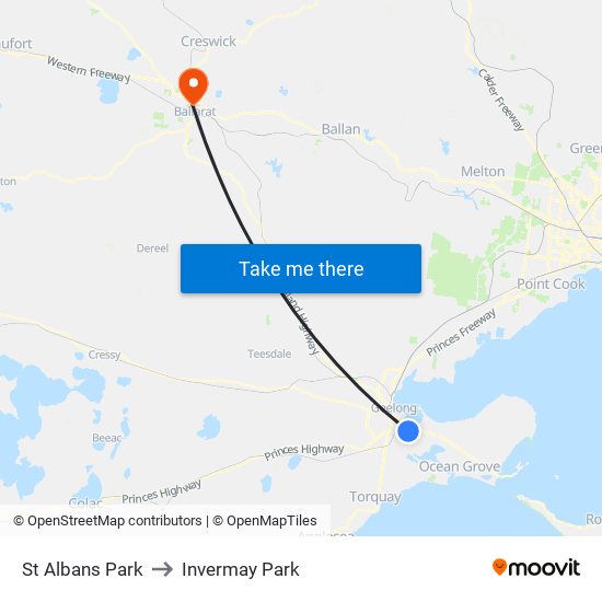 St Albans Park to Invermay Park map