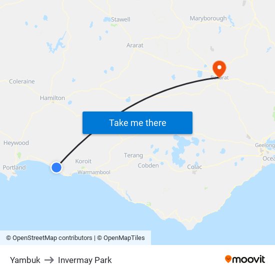 Yambuk to Invermay Park map