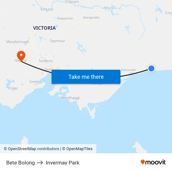 Bete Bolong to Invermay Park map