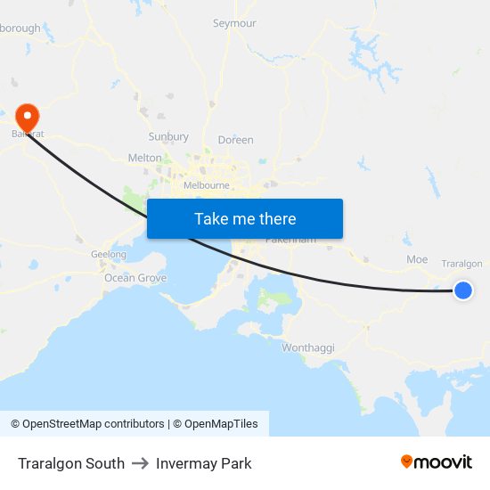 Traralgon South to Invermay Park map