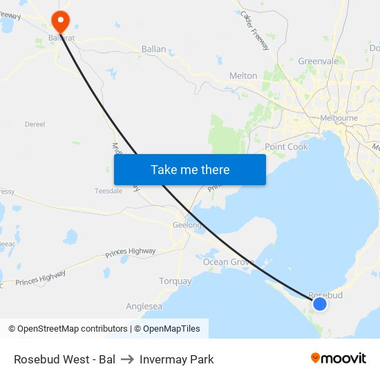 Rosebud West - Bal to Invermay Park map