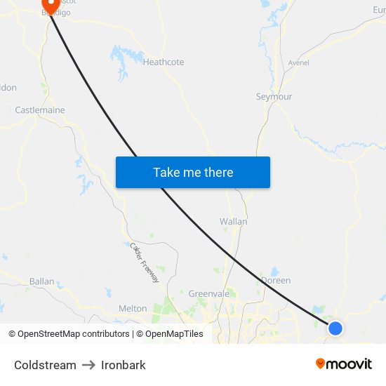 Coldstream to Ironbark map