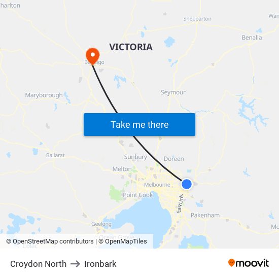 Croydon North to Ironbark map