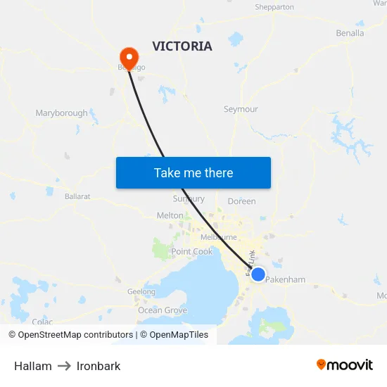 Hallam to Ironbark map