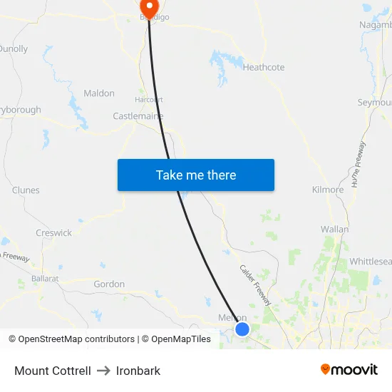 Mount Cottrell to Ironbark map