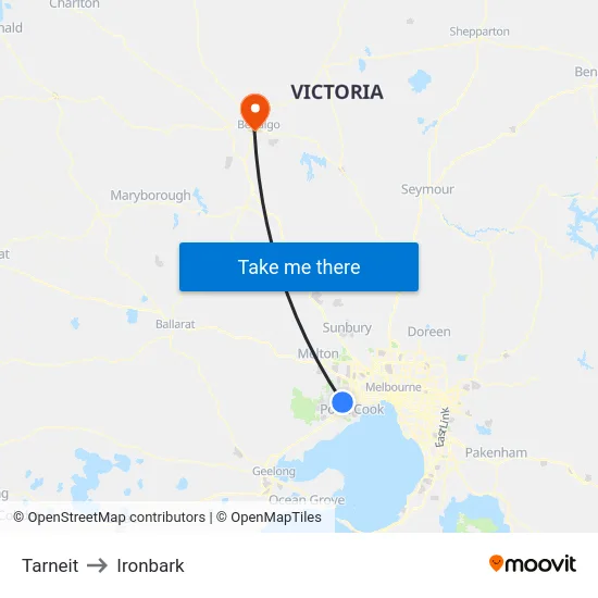 Tarneit to Ironbark map