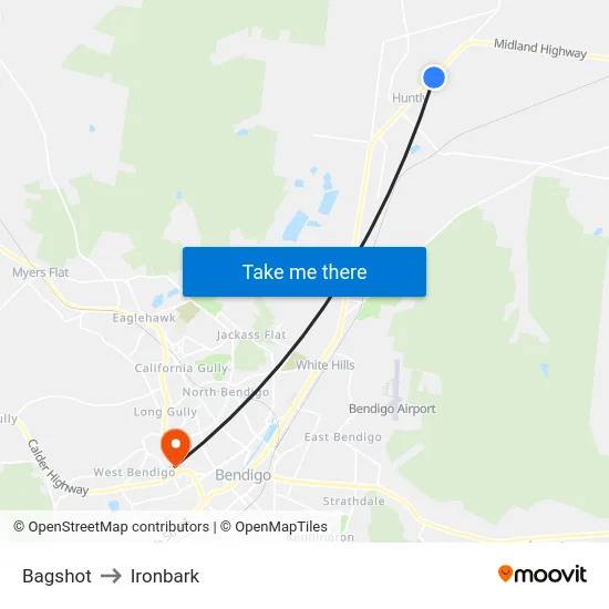 Bagshot to Ironbark map