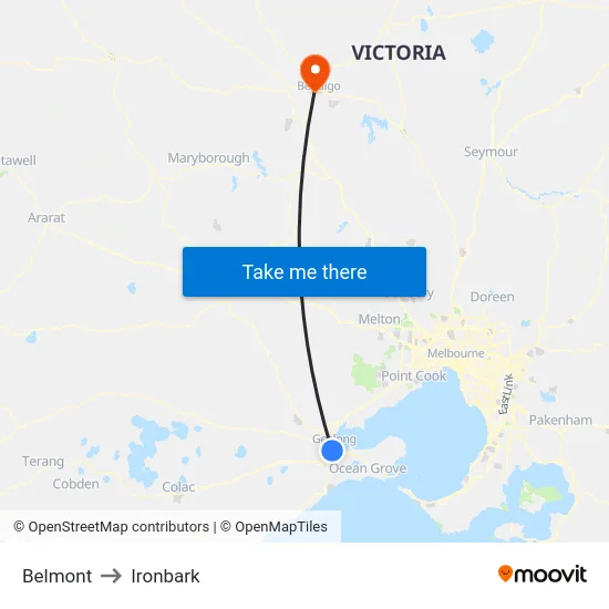 Belmont to Ironbark map