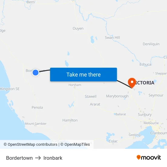 Bordertown to Ironbark map