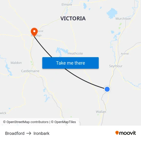 Broadford to Ironbark map