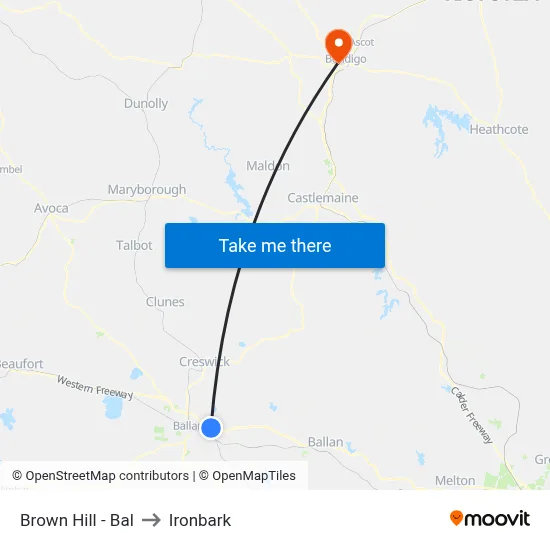 Brown Hill - Bal to Ironbark map