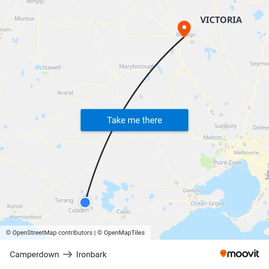 Camperdown to Ironbark map