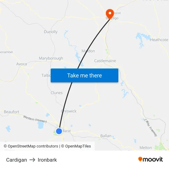 Cardigan to Ironbark map