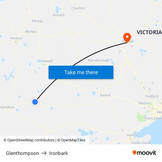 Glenthompson to Ironbark map