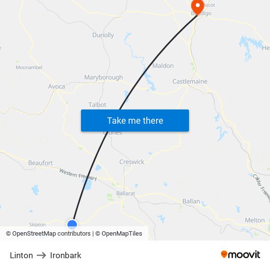 Linton to Ironbark map