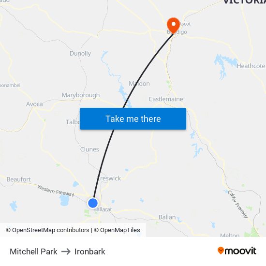 Mitchell Park to Ironbark map