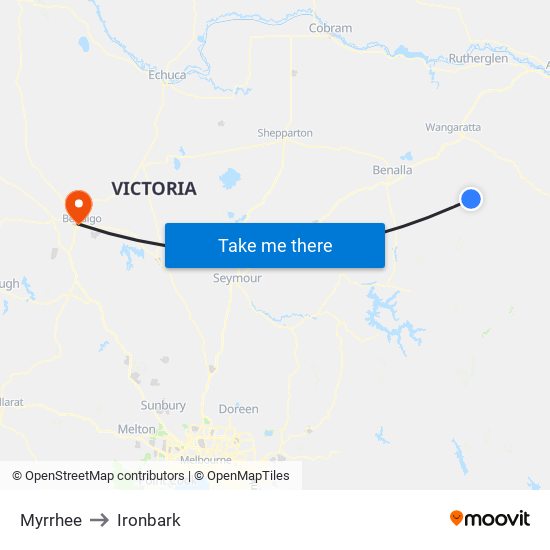 Myrrhee to Ironbark map