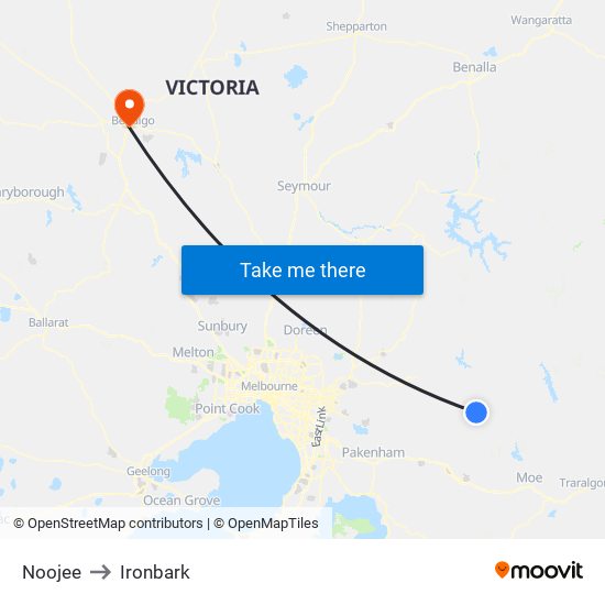 Noojee to Ironbark map