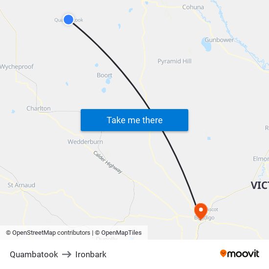 Quambatook to Ironbark map