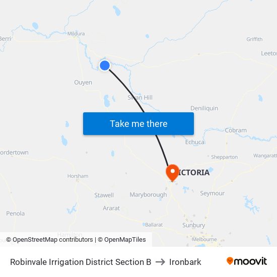 Robinvale Irrigation District Section B to Ironbark map