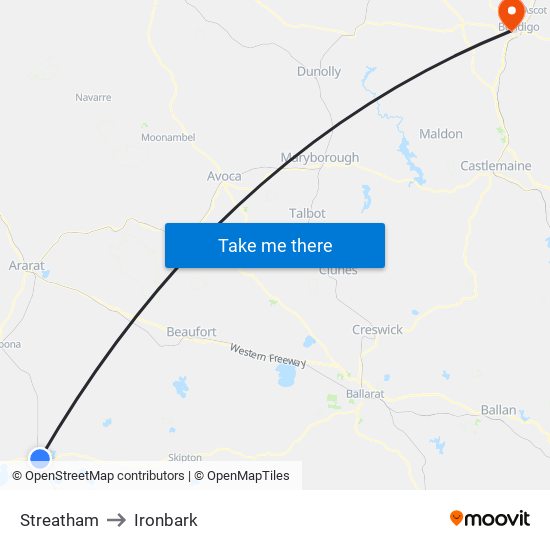 Streatham to Ironbark map