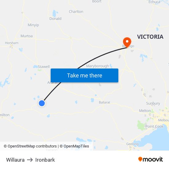 Willaura to Ironbark map