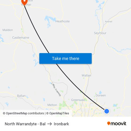 North Warrandyte - Bal to Ironbark map