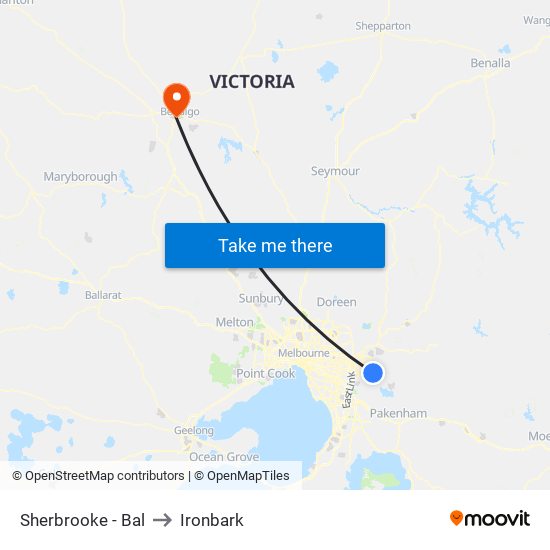 Sherbrooke - Bal to Ironbark map