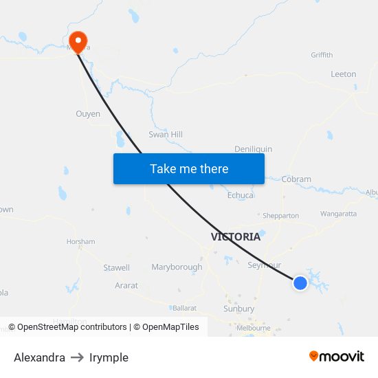 Alexandra to Irymple map