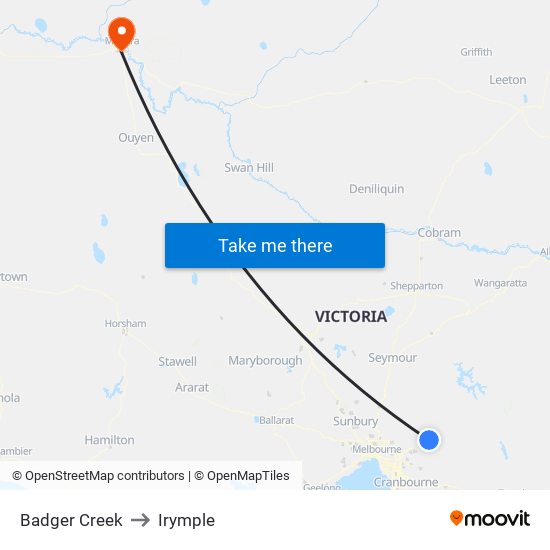 Badger Creek to Irymple map