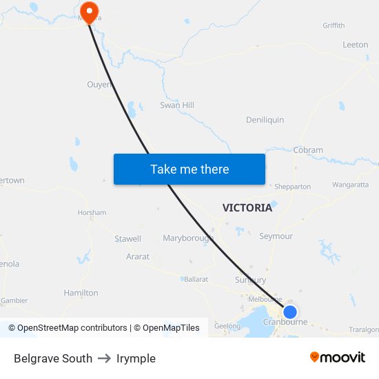 Belgrave South to Irymple map