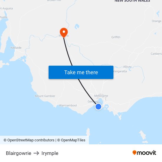 Blairgowrie to Irymple map