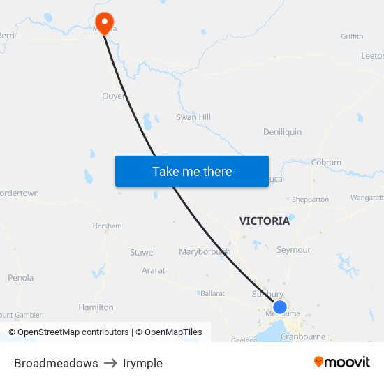 Broadmeadows to Irymple map