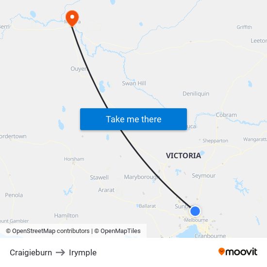 Craigieburn to Irymple map