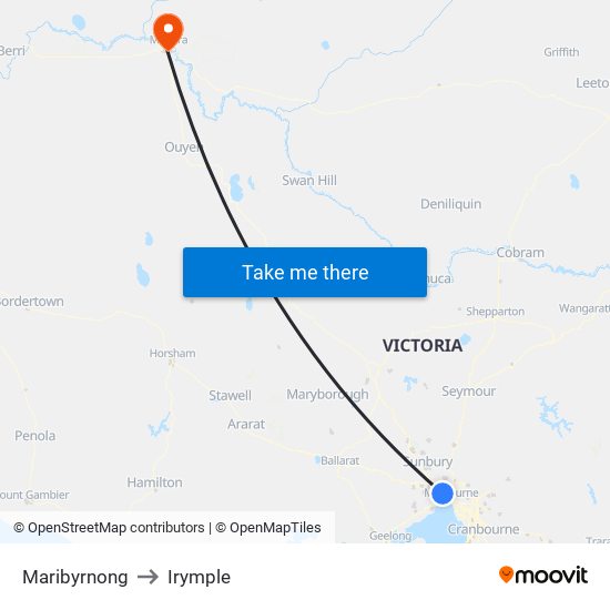 Maribyrnong to Irymple map